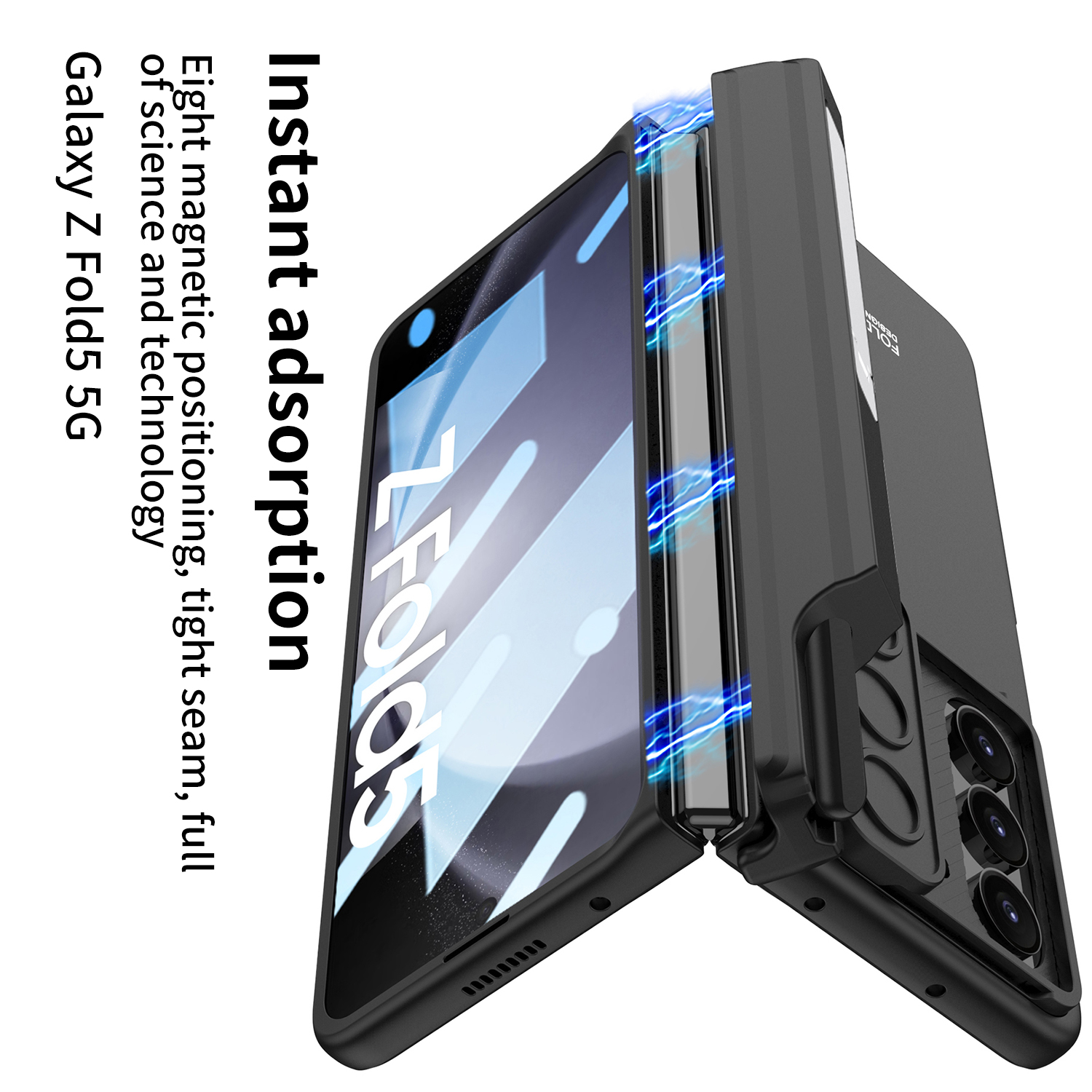 Push Stand For Samsung Galaxy Z Fold 5 Case Pen Slot Magnetic Hinge Lens Film Protection Cover