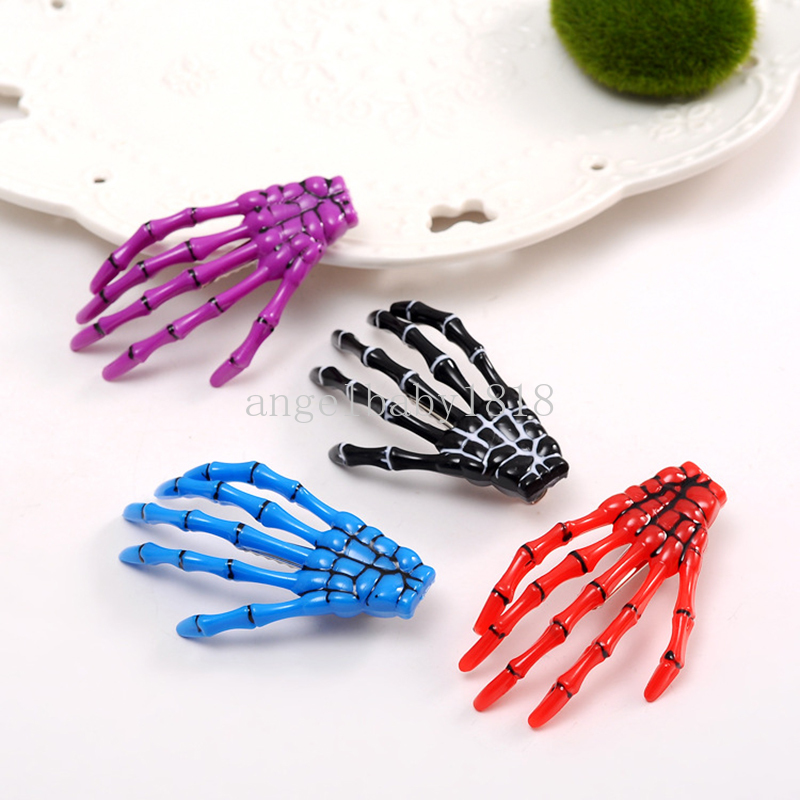 Creative Skeleton Hand Bone Hair Clip Bone Claw Gripper Ghost Skull Hairpin Barrettes Women Girls Halloween Hair Accessories