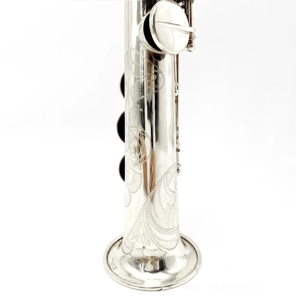 Silver 802 Professionell sopransaxofon B-platt en-till-en-struktur Fransk hantverksinstrument Handskant mönster Sax Soprano