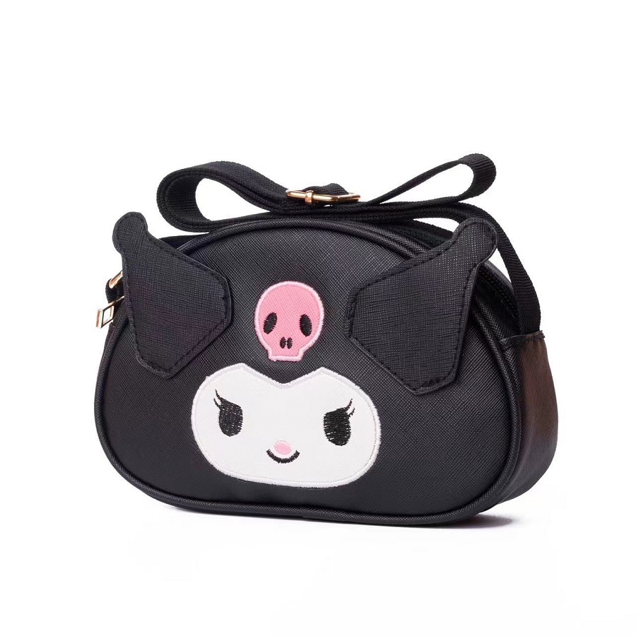 Dessin animé mignon Mini Kuromi grande oreille chien une épaule sac à bandoulière rouge à lèvres papeterie stockage petit sac carré trousse de maquillage