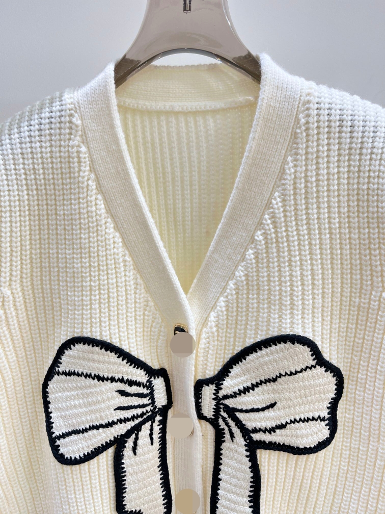 1019 2023 Осенний бренд в одном стиле, женские свитера с v-образным вырезом, кардиган с блестками и длинным рукавом, черно-белая женская одежда, мода fengjie6