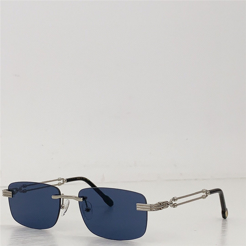 Occhiali da sole quadrati dal nuovo design alla moda 50123U montatura in metallo lenti senza montatura doppie aste in corda nautica occhiali di protezione UV400 esterni stile semplice e popolare