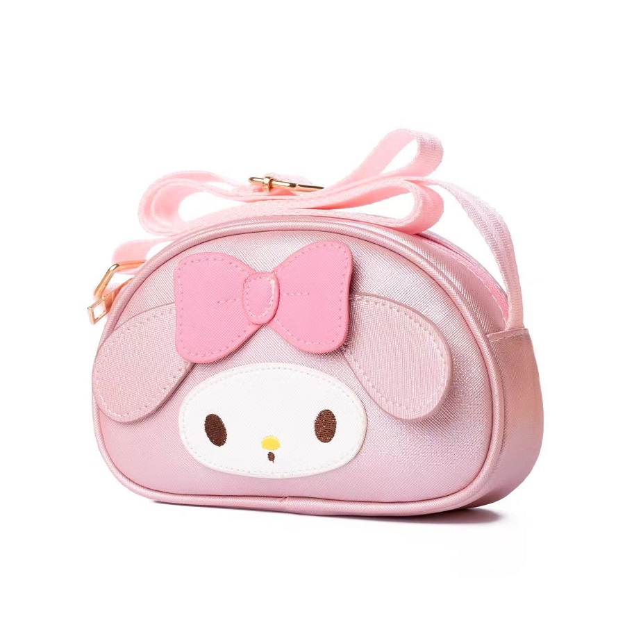 Dessin animé mignon Mini Kuromi grande oreille chien une épaule sac à bandoulière rouge à lèvres papeterie stockage petit sac carré trousse de maquillage