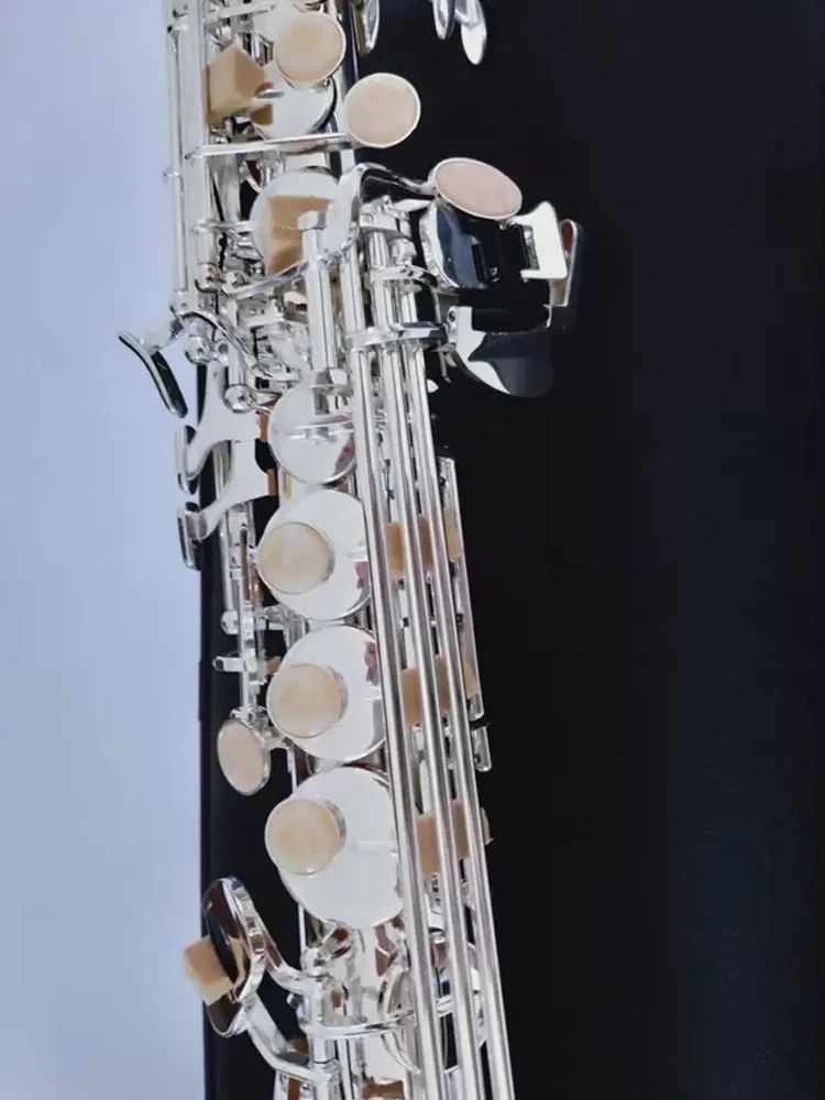 All-Silver Original 992 Structure Drop B-Key Professional Treble Saxophone Shell Gold-Plated Button Professional-Tone Sax