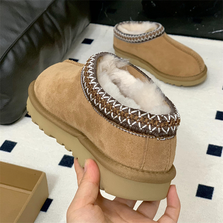 Bota de nieve Mujer Clásico Tazz Castaño Bota de plataforma ultra mini australiana Diapositivas de piel Piel de oveja Semilla de mostaza Invierno Botas de diseñador australiano sin cordones