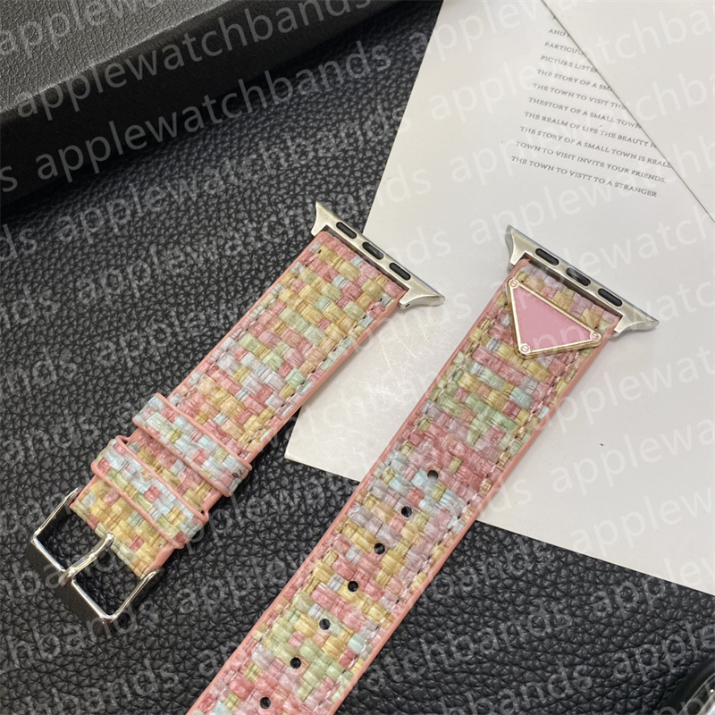 Дизайнерский ремешок для часов Apple Watch для серии Apple Watch 8 3 4 5 6 7 Ultra iwatch, ремешки 38 мм, 42 мм, 44 мм, 49 мм, роскошные тканые узоры, металлические треугольные ремешки P ap, умные ремни