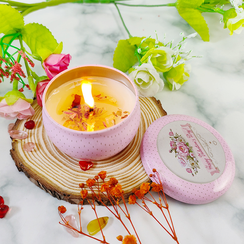 Scented Candle Vintage Flower Perfumed Fragrance Candles Jars Lemon Lavender Fig Flavor Spices Soy Wax Aromatherapy Plant  Oil Wedding Gift W0112