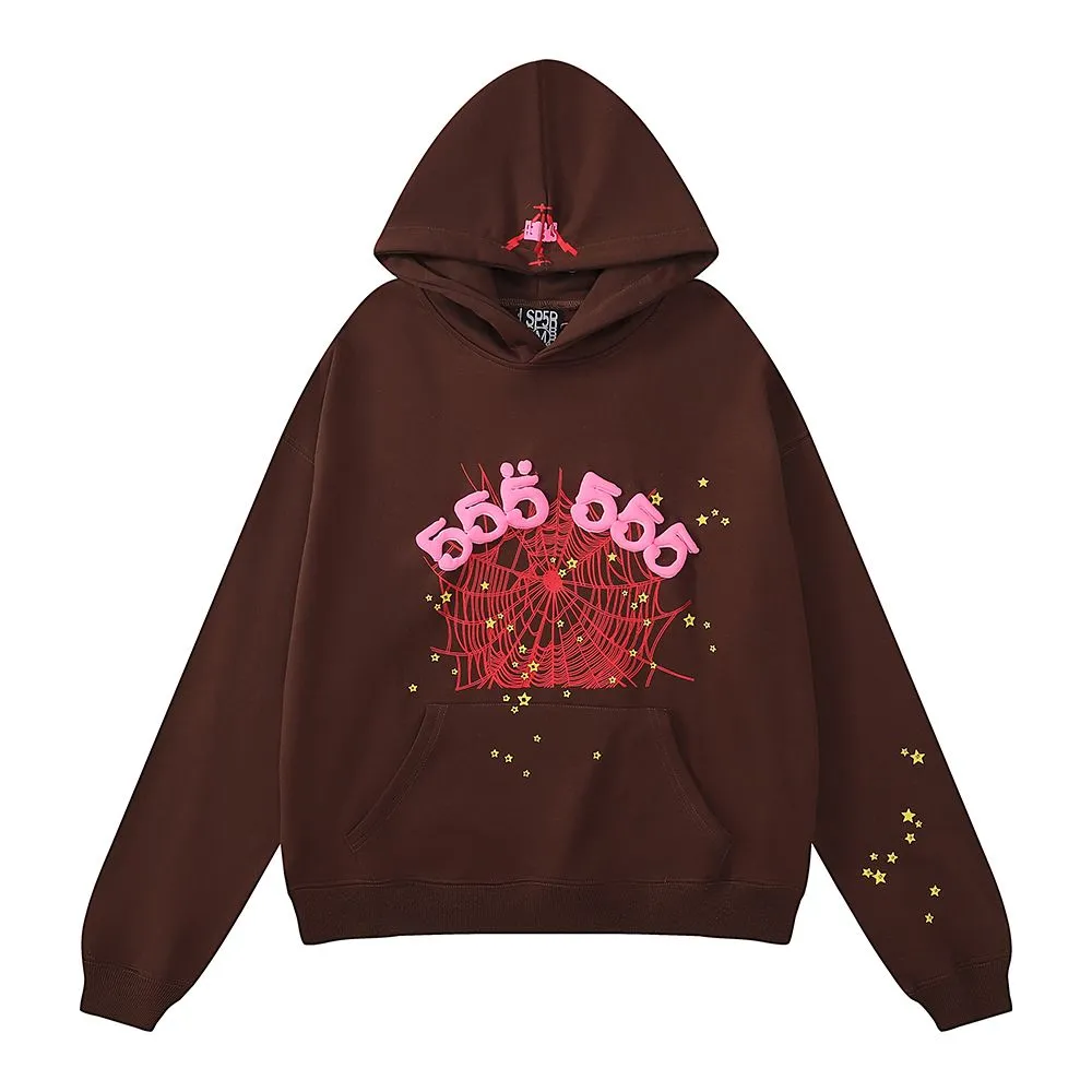 23SSss Designers Young Thug 1:1 High Quality Hoodies Hip Hop P*nk Web Puff Print 555555 Hoodie Men Women Angel Spider Sweatshirts Heavy Fabric Pullover S-3XL