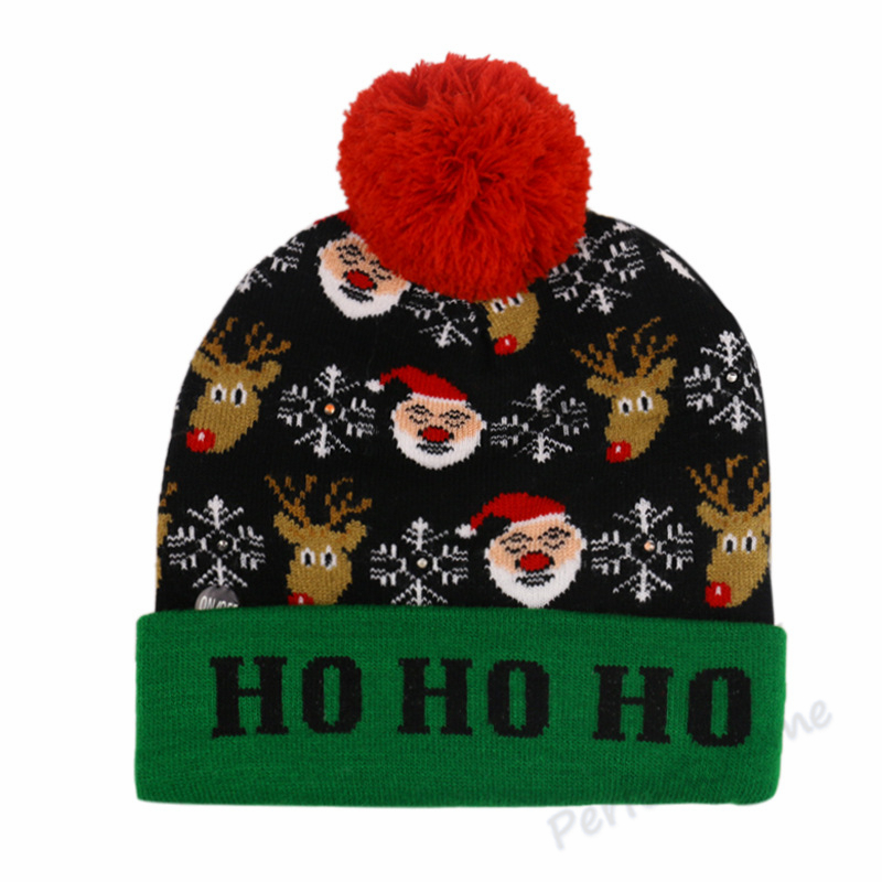 Bonhomme de neige de Noël Elk Arbre de Noël Chapeau tricoté avec boule pour la chaleur de l'hiver avec des lumières colorées LED Chapeau décoratif Casquette de fête par Ocean-shipping P114