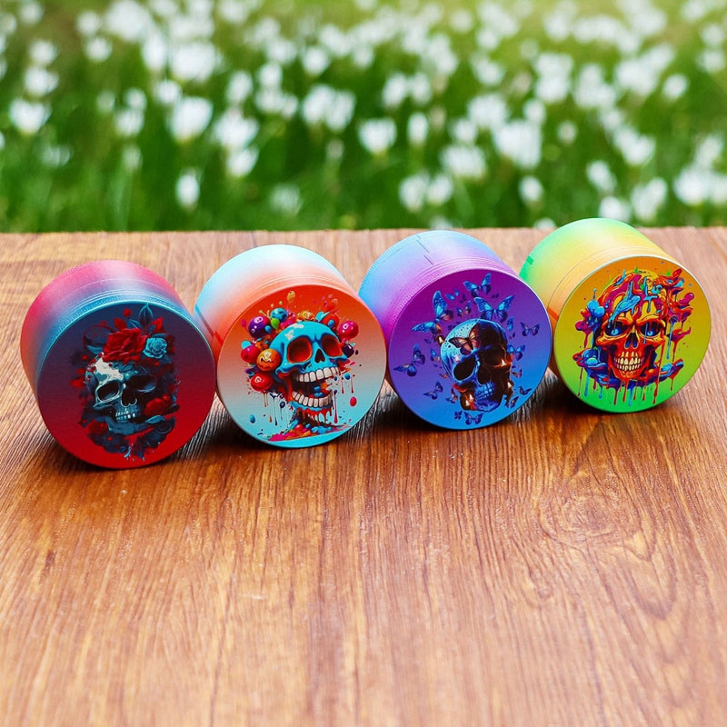 Colorato in lega di zinco Fumatori 50MM Halloween Scheletro Teschio Erba Tabacco Macinare Spezie Miller Grinder Frantoio Macinazione Tritato Mano Muller Handpipes Portasigarette