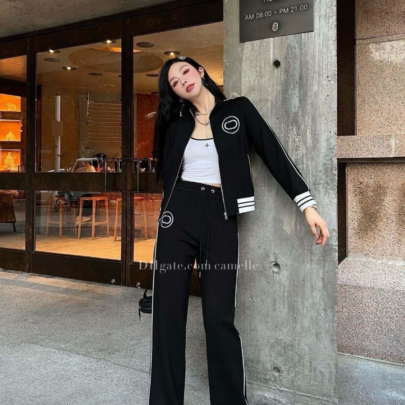 Gu CCI Dwuczęściowe setki Pants Casual Rudyn Projektancki płaszcz kurtki dla kobiet z długim rękawem Kurtka Cool Girl Streetwear Set