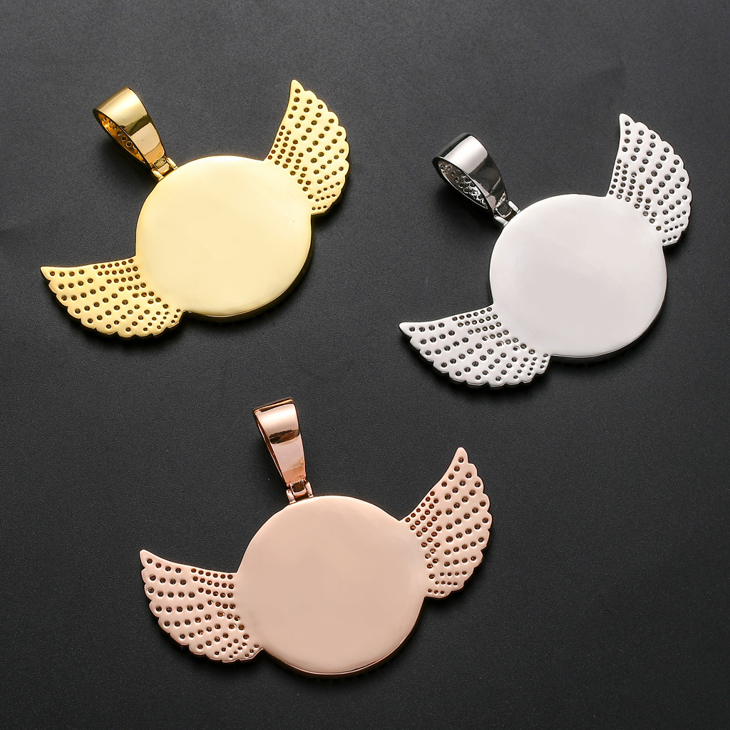 luxury pendant necklace designer for women men commemorative round wings photo frame creative diy image private personality micro set zircon necklace jewelry gift