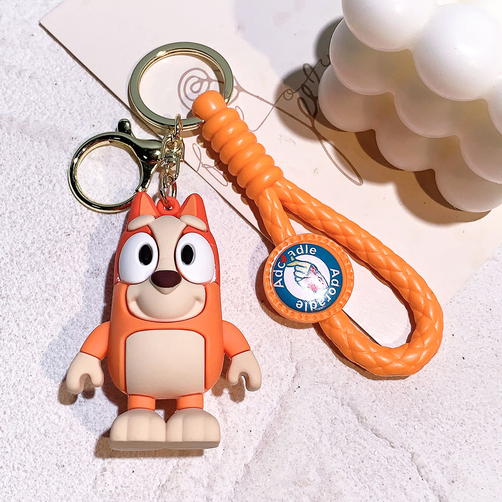 Cartoon Dog Keychain Soft Rubber PVC Car Pendant School Bag Silicone Anime Birthday Gift