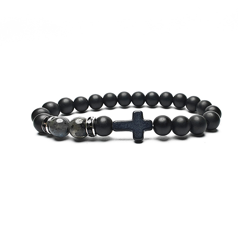 Handgjorda 8mm naturliga stensträngar pärlor tvärarmband för män kvinnor balansera yoga retro elastisk charm smycken
