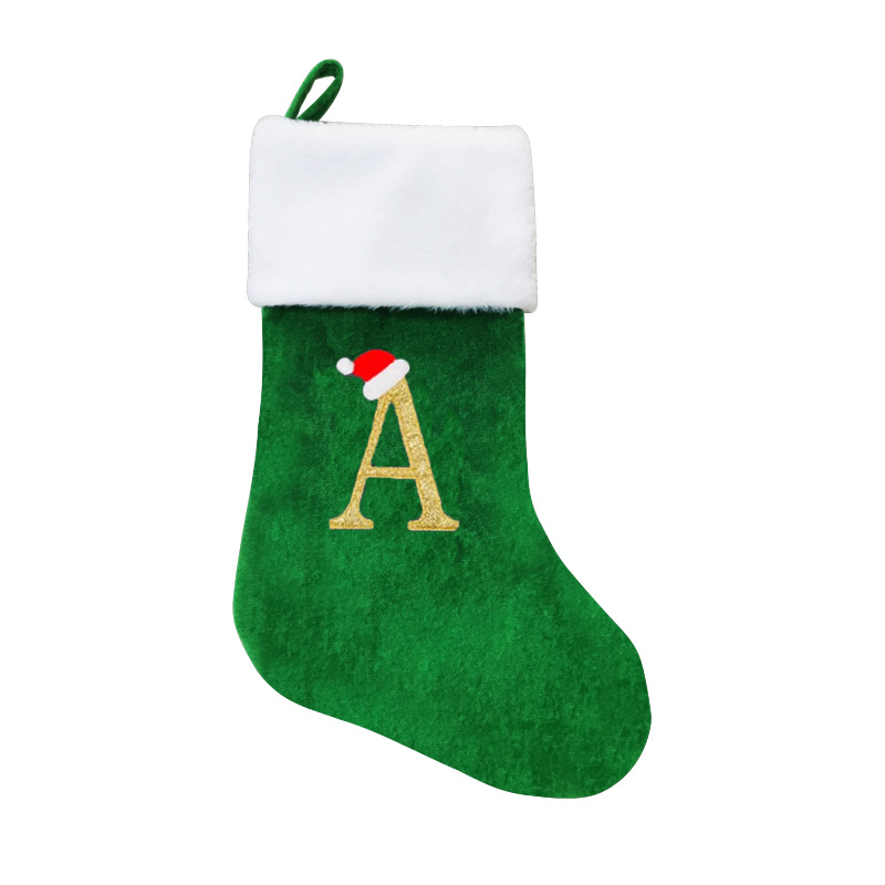 Large new Christmas stocking 46CM decoration supplies Christmas socks gift bag high-end red knitted letters Wholesale 1022