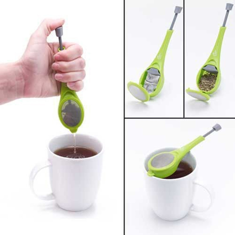 차 Infuser Coffee Spice Sieve 손잡이 차 볼 Infusers 가방 가방 차 필터 스트레이너 소용돌이 가파른 볶음 언론 W0111