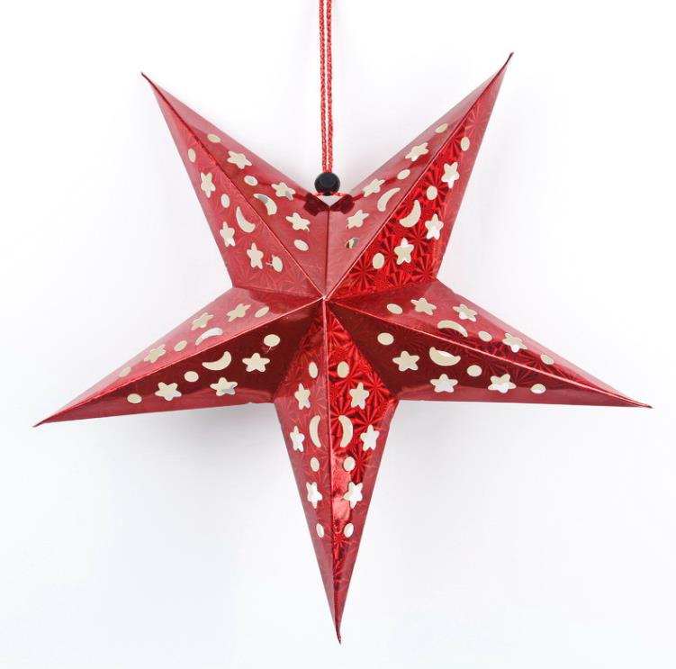 Kerstversiering Pentagram Hangend Papier Ster Hangend Plafond Laser Pentagram Kersttuin Woondecoratie SN6277