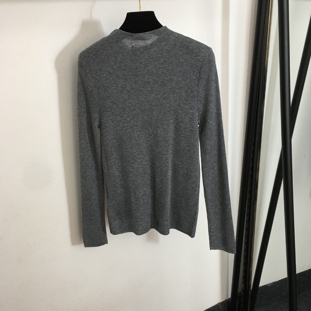 1018 2023 automne femmes pull à manches longues blanc gris noir col rond pull mode rayé vêtements 20237603