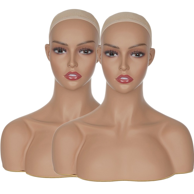 USA Warehouse Free Ship 2stWig Stand Female Mannequin Manikin Head Stand Realistic Mannequin Head utan axlar Halva kroppen Wig Hat Display Cosmetology Head