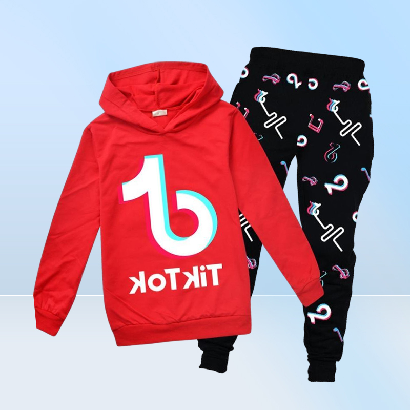 Tik Tok ensemble pour grand garçon fille survêtement vêtements automne enfant sweat à capuche imprimé pantalon tenue Sport costume 12 ans L28365758002