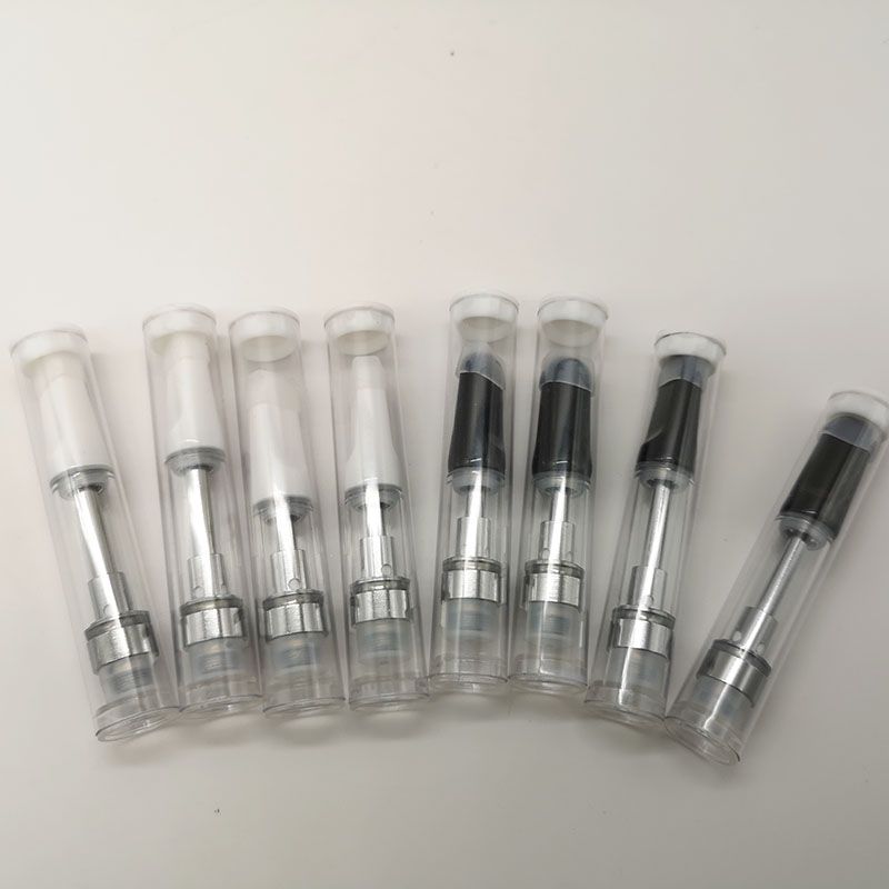 0,5 ml 0,8 ml 1,0 ml vape-cartridge PVC-buisverpakking 510 draad keramische cartridges Lege 2,0 mm dikke oliegaten Winkelwagen Plastic buis Pakket aanpassen