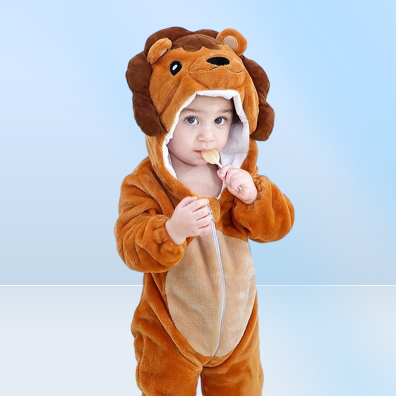 Baby girls boys clothes Dinosaur baby romper pajamas Lion Hooded mameluco bebe winter animal costumes roupa de bebe drop 28477491