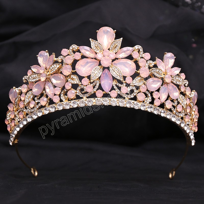 Luxe doux mignon fleur opale diadème couronne pour les femmes de mariage élégant mariée mariée cristal couronne cheveux accessoires