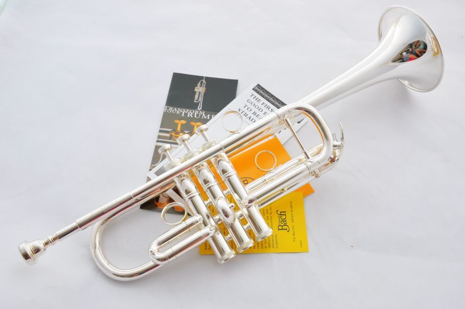 American Silver Plated Vinc C Tone Professional LT197GS 주요 트럼펫 최고의 악기 Trompete Tromba와 케이스 마우스 피스