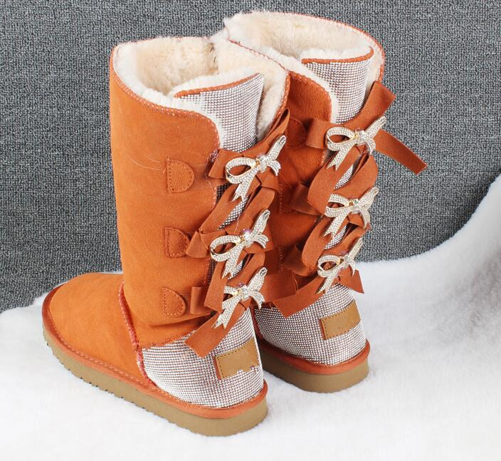 2023 New Australia Snow Boots Tube Middle Fashion Warm Women’s Cotton Shoes Bowknot Snowshoe Size Size
