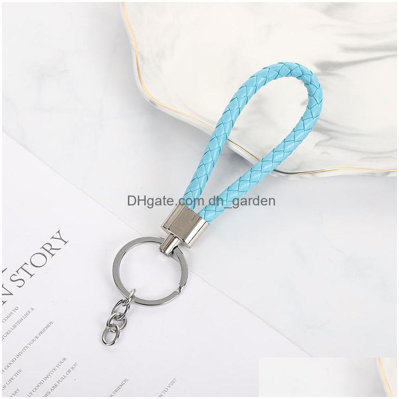 Keychains Lanyards Woven Leather Rope Key Chain Car Pendant Keyring Cartoon Accessories Bag Stall liten gåva grossist Drop Delivery DHZ3X