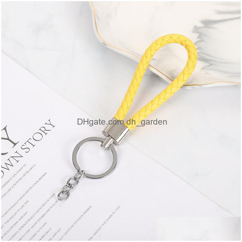 Keychains Lanyards Woven Leather Rope Key Chain Car Pendant Keyring Cartoon Accessories Bag Stall liten gåva grossist Drop Delivery DHZ3X