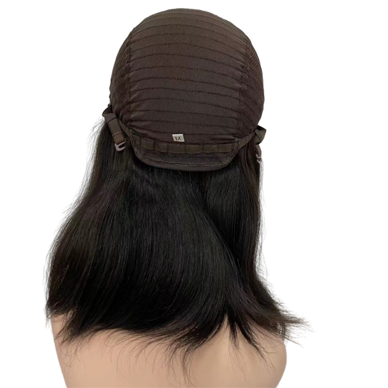 Parrucche ebraiche Capelli umani mongoli 4x4 Top in seta legati a mano dritti # 1B Parrucche ebraiche in pizzo di colore nero