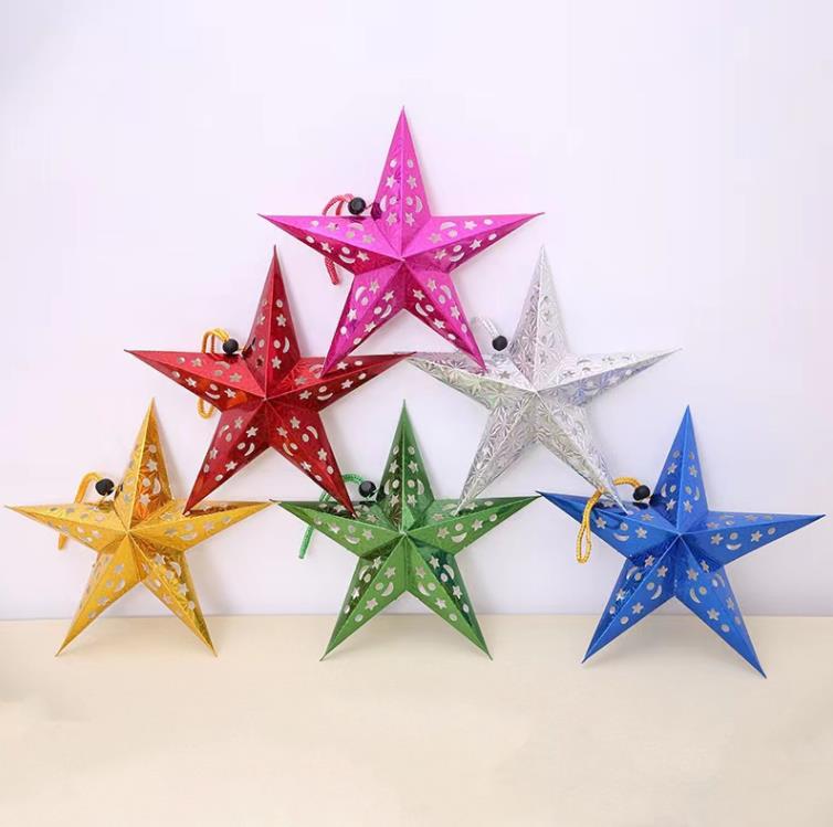 Kerstversiering Pentagram Hangend Papier Ster Hangend Plafond Laser Pentagram Kersttuin Woondecoratie SN6277