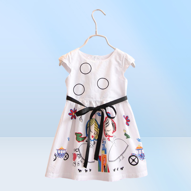 Girls Summer Dress Kids Clothes 2018 Brand Baby Girl Dress with Sashes Robe Character Princess Dress Clothing6519095