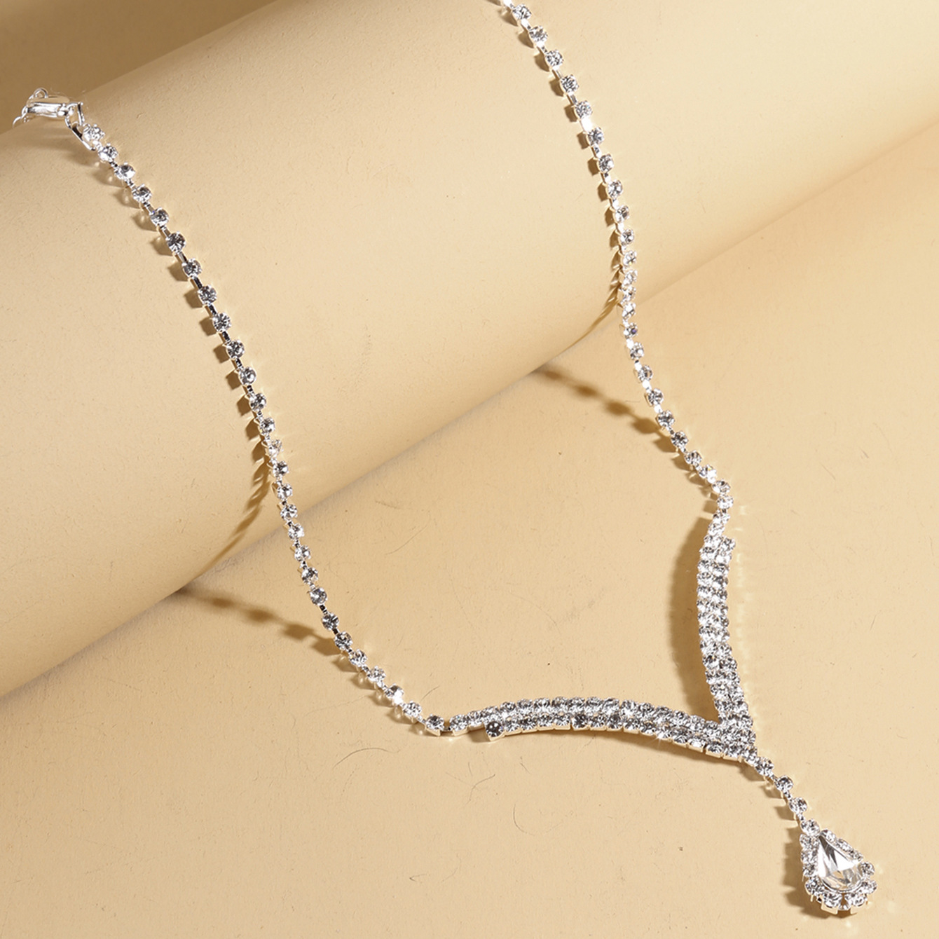 Kryształowy zestaw biżuterii na imprezę ślubną srebrny naszyjnik Diamentowe kolczyki