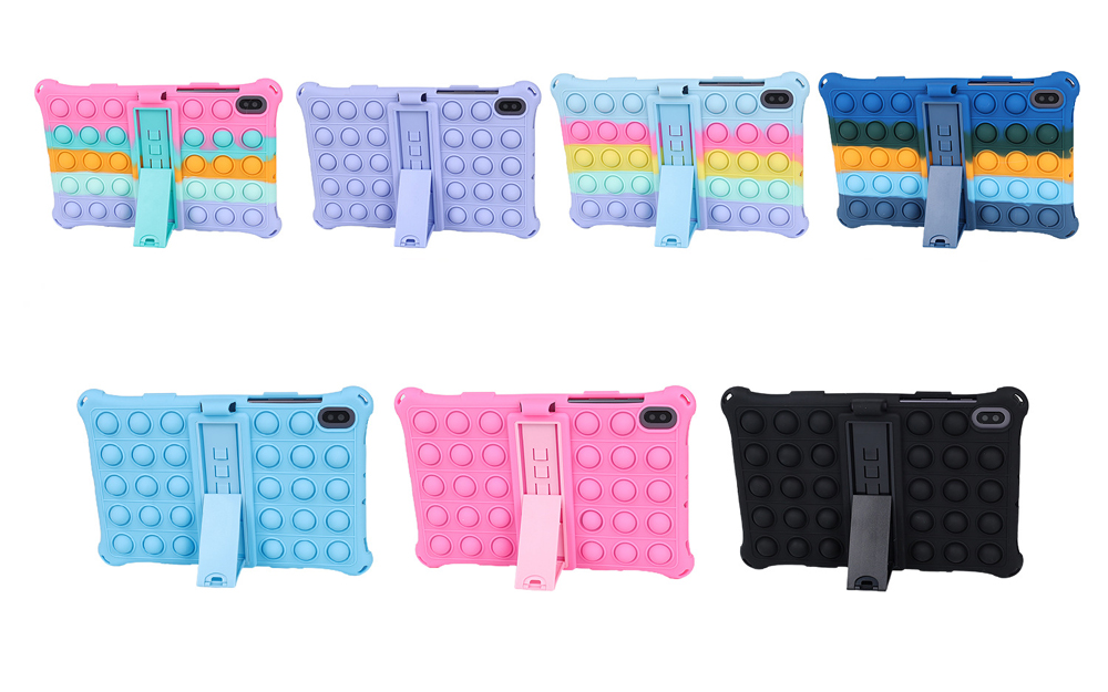 Fidget Push Bubble Silicone Tablet Case för Samsung Galaxy Tab S6 Lite 10,4 tum S6Lite Anti-Stress stockproof Stand Rem Skyddsskydd för barnflickor pojkar