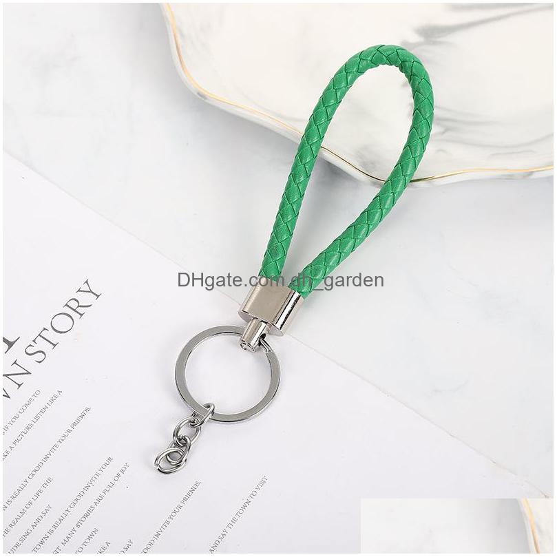 Keychains Lanyards Woven Leather Rope Key Chain Car Pendant Keyring Cartoon Accessories Bag Stall liten gåva grossist Drop Delivery DHZ3X