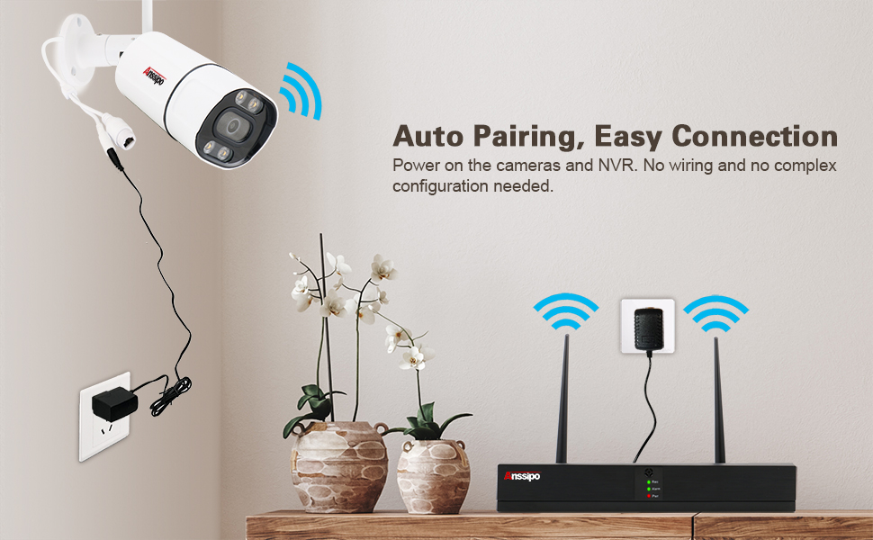 4CH Sistema de câmera de segurança sem fio Kit de câmera WiFi NVR 3MP 24 horas Full Color CCTV Sistema de vigilância doméstica à prova d'água