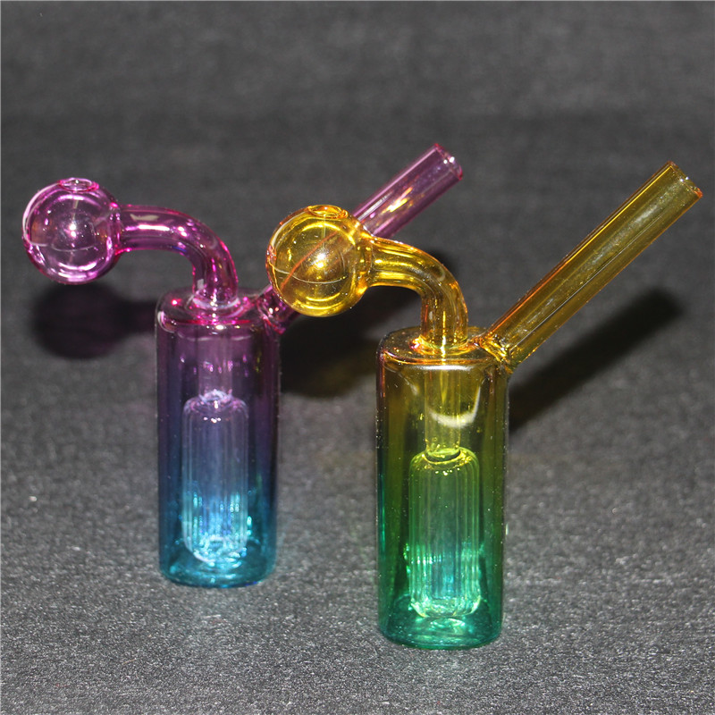 Mini cam yağ brülör bong bubbler sigara içme su borusu dab teçhizat bong kül yakalama karbonhidrat deliği çıkarılabilir yağ brülör borusu
