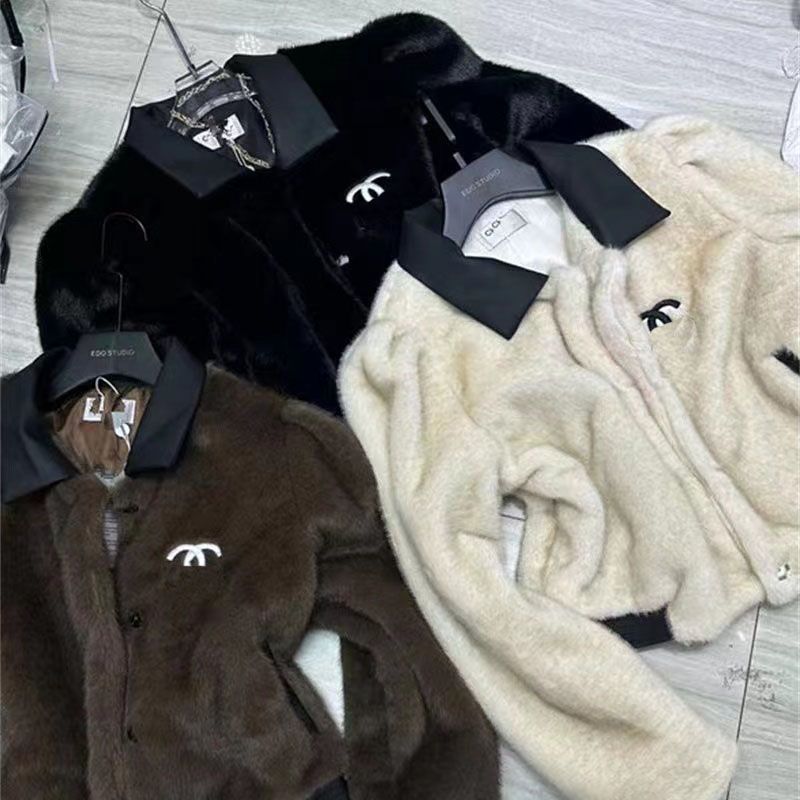 Winter Premium Lapel Short Fur A luxury CC quasi-luxury brand fur high quality luxury zipper lapel vintage