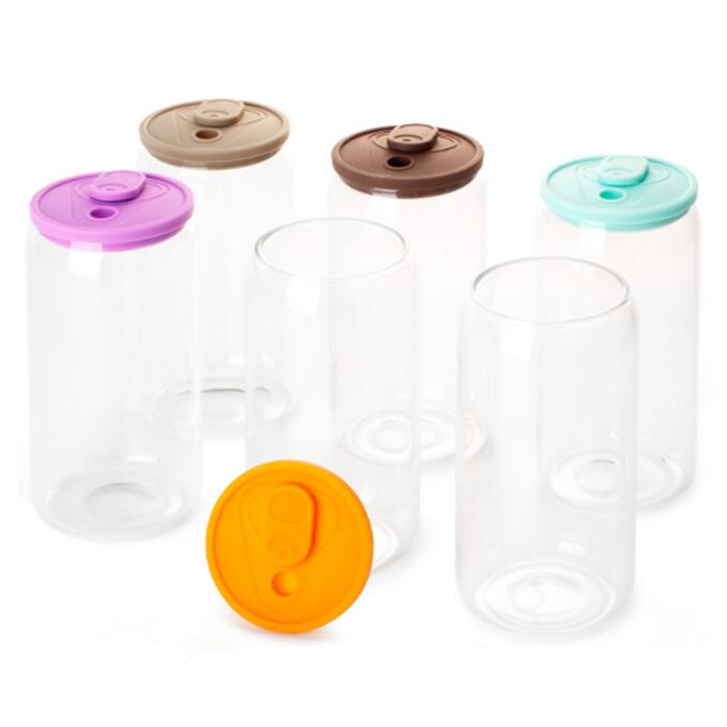 Couvercles de rechange en silicone pour tasses en verre de 16 oz avec bouchons en silicone, résistants aux éclaboussures, anti-fuites, couvercles de canettes, couvercles anti-déversement pour tasses à bouche large de 60 mm