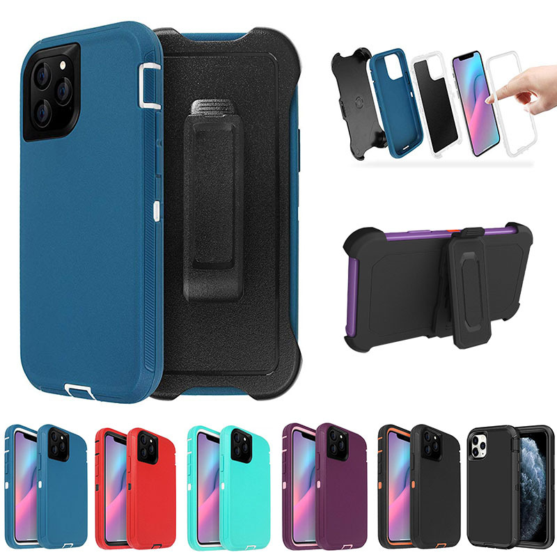 Defender Shockproof PC Case Back Cases TPE Rubber Cover Shockproof Cellphone 2 in 1 Covers With Clip For iPhone 15 pro max iPhone 11 12 13 14 Models