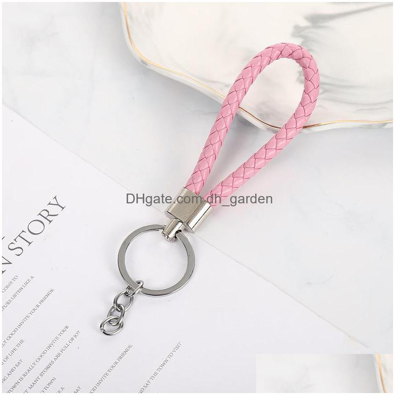 Keychains Lanyards Woven Leather Rope Key Chain Car Pendant Keyring Cartoon Accessories Bag Stall liten gåva grossist Drop Delivery DHZ3X