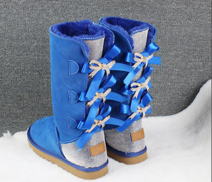 2023 New Australia Snow Boots Tube Middle Fashion Warm Women’s Cotton Shoes Bowknot Snowshoe Size Size