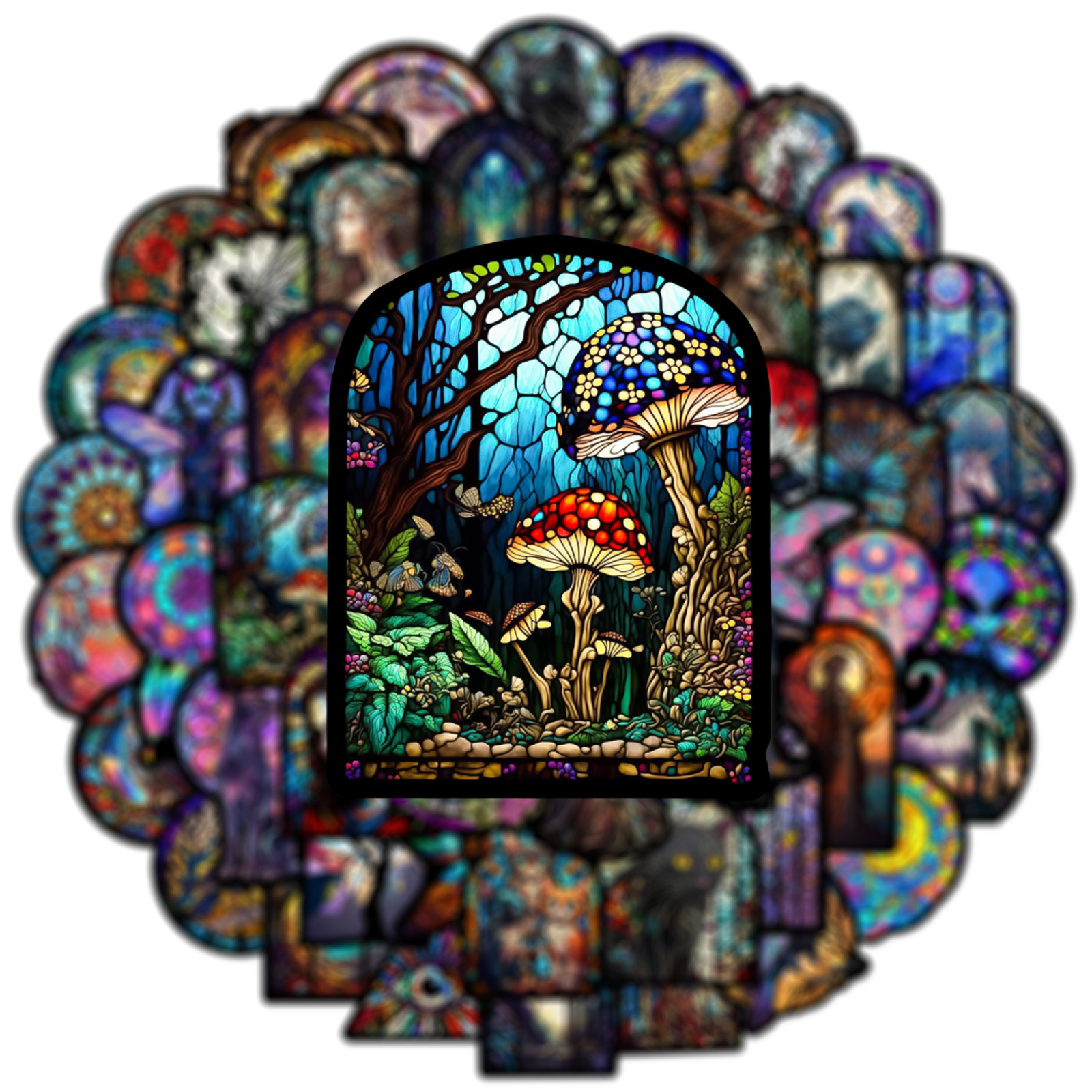 Vintage Gothic Stained Glass Stickers Church Art Glass Graffiti Stickers for DIY Luggage Laptop Motorcycle Bicycle Stickers