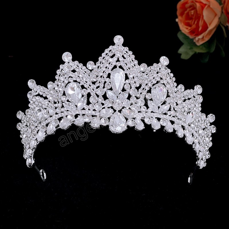 Corona di diadema di cristallo con goccia d'acqua di lusso le donne Ragazze Matrimonio Coreano Elegante Principessa Accessori abiti da sposa capelli