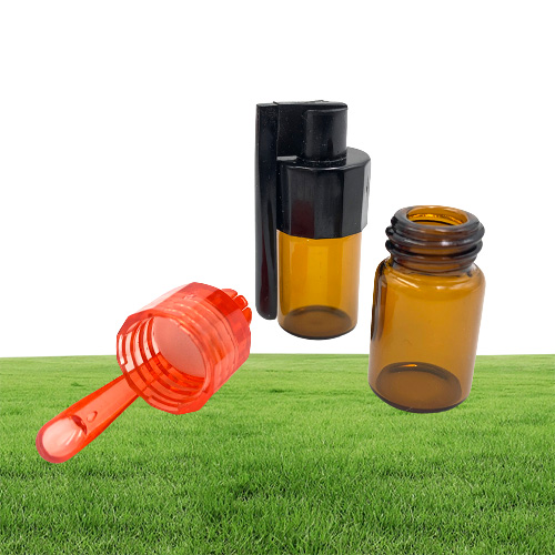 51mm36mm Glass Pill Case Rökningsflaskan Snuff Snorter Dispenser Bullet Plastic Cap Viage Storage Container Box With Spoon Multicol4640488