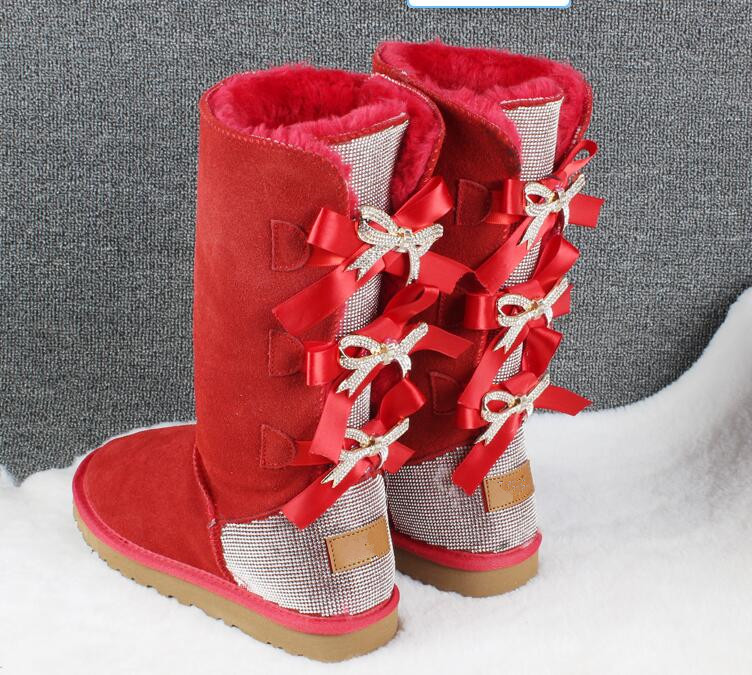 2023 New Australia Snow Boots Tube Middle Fashion Warm Women’s Cotton Shoes Bowknot Snowshoe Size Size