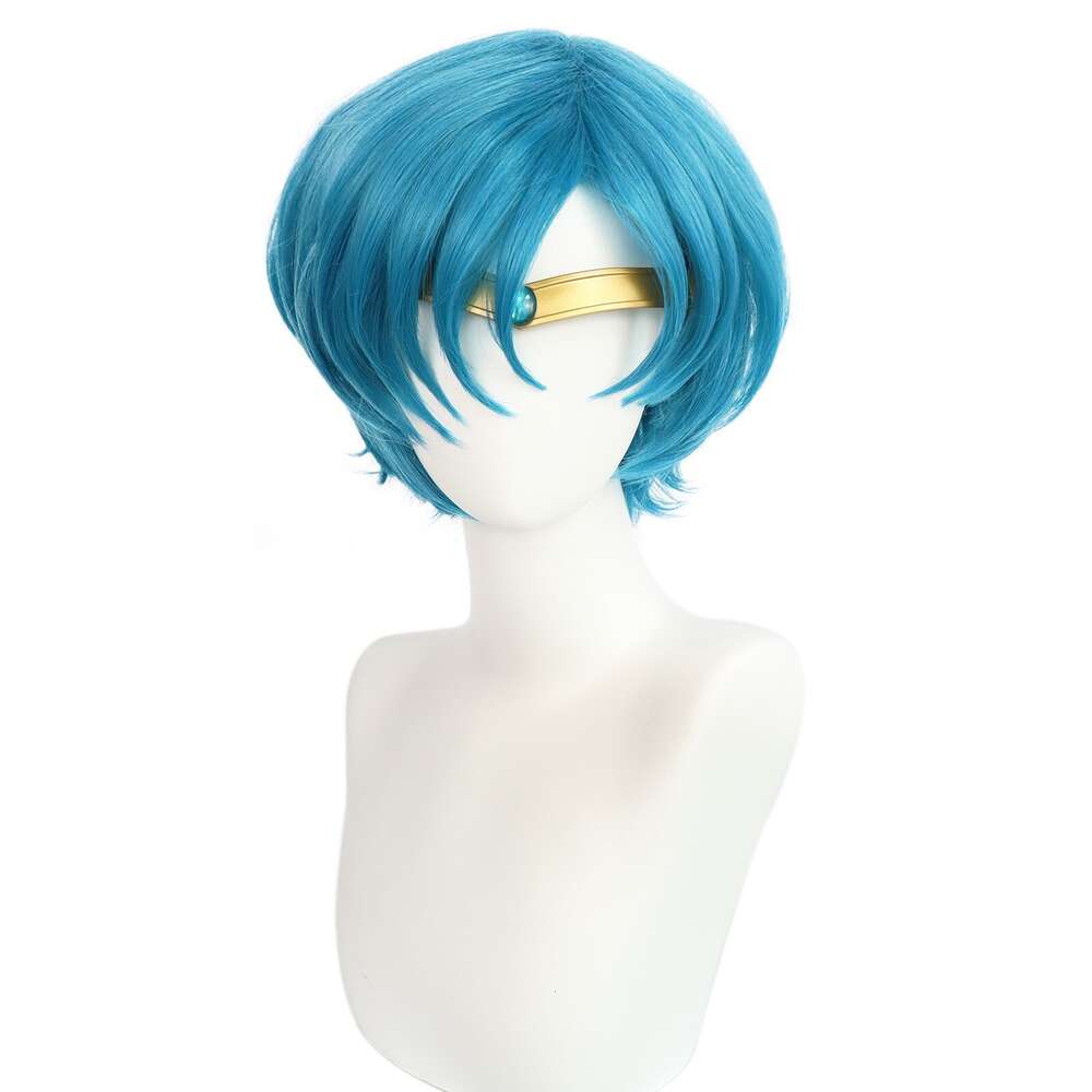 Anime Mizuno Ami Blue Wig Sailor Mercury Wigs + Headwear Role Play Halloween Cosplay Costume