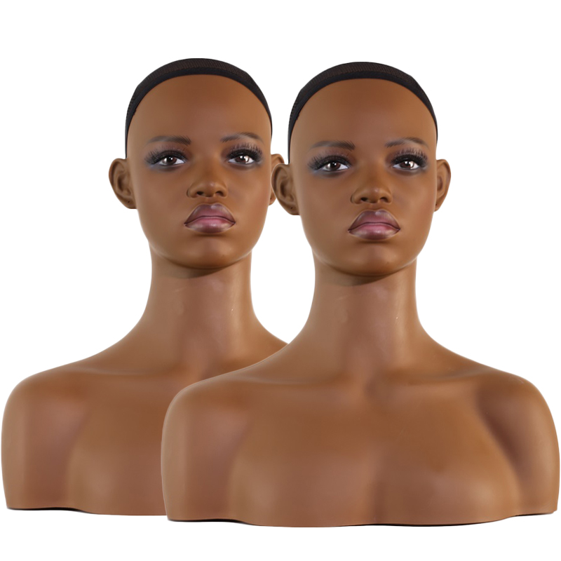 USA Warehouse Free Ship Wig Stand Mannequin Head med stativ med axlar Realistiska mannekin Manikin Displayhuvud för glasögon Cap Display